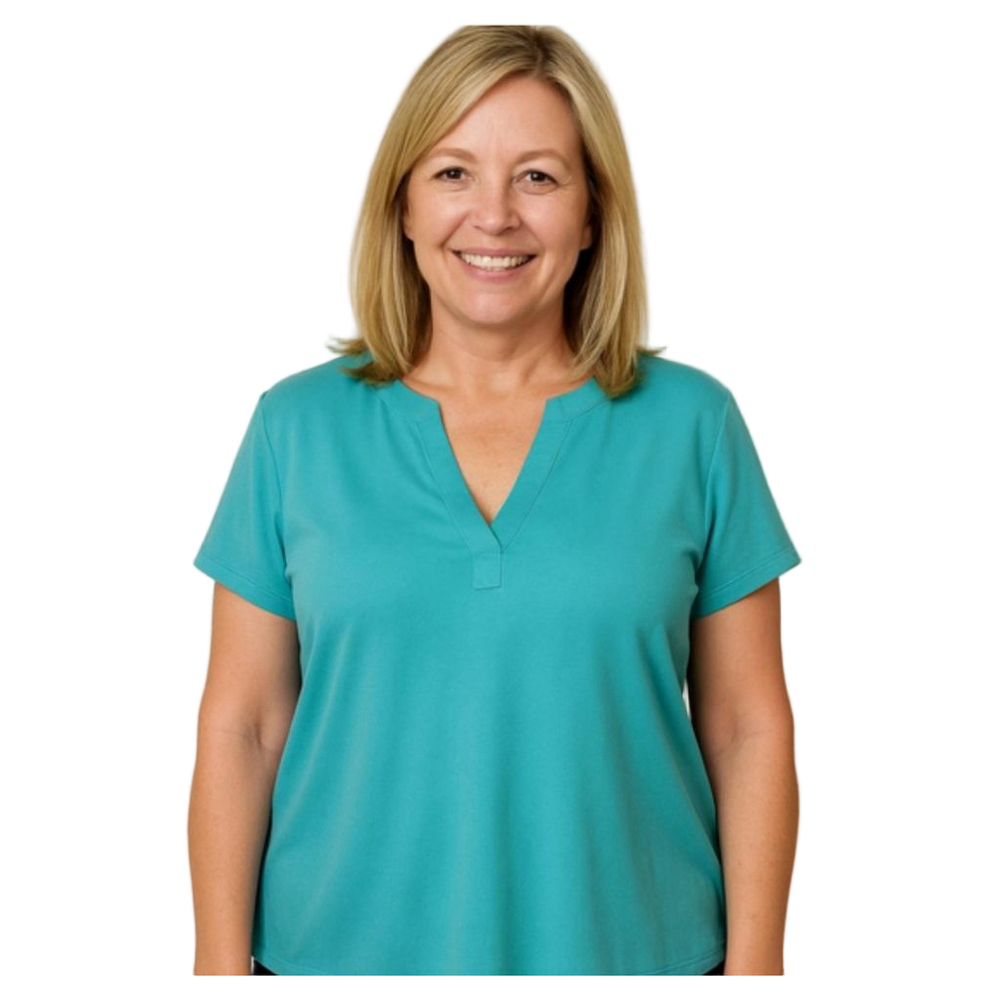 Nine West V Neck capped sleeves top size Xl Angel Blue